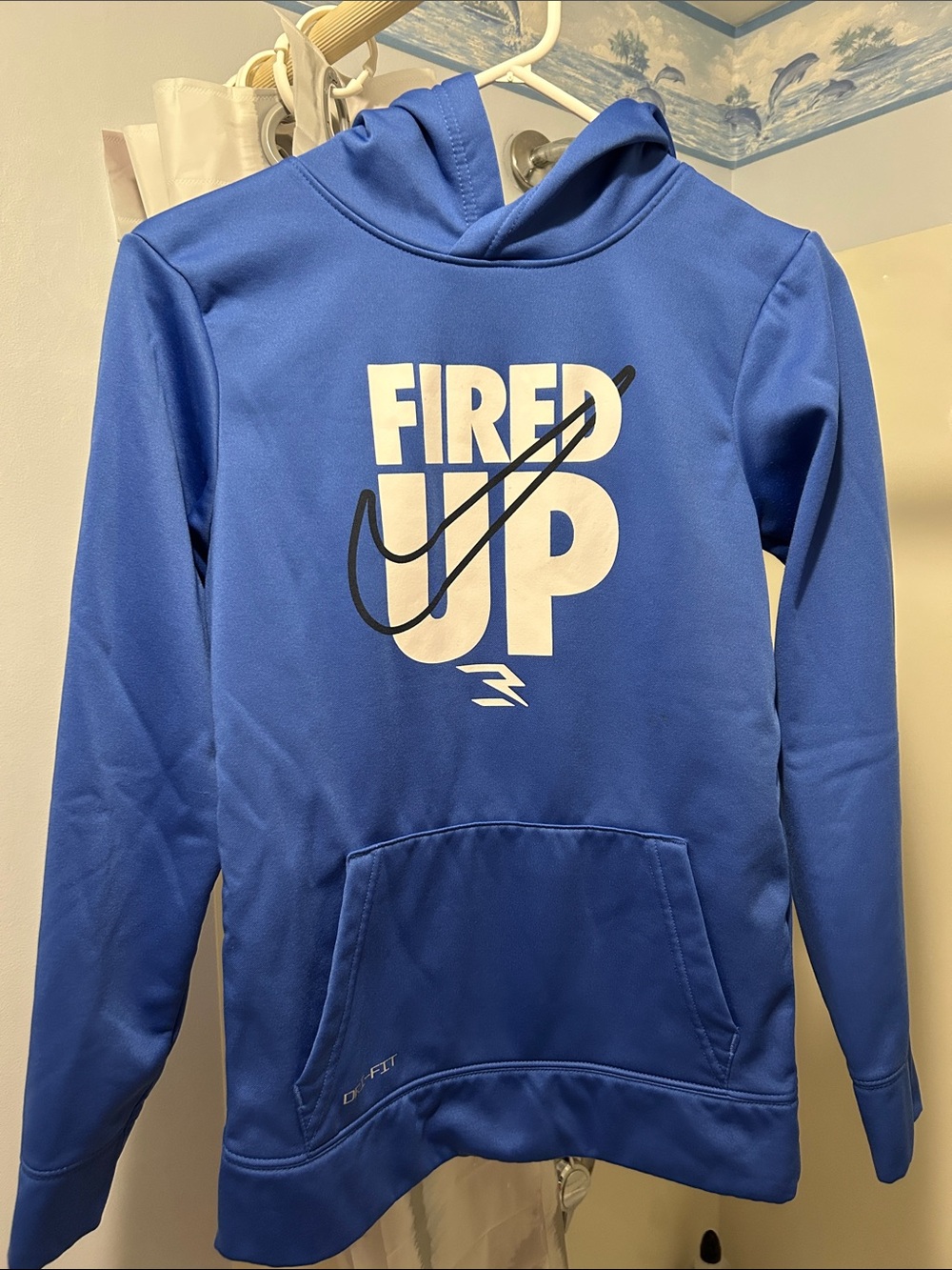 Nike Blue 'Fired Up' Graphic Pullover Hoodie